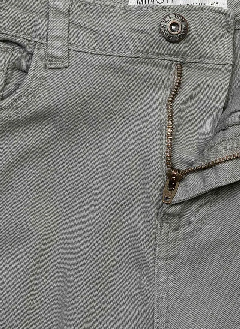 MINOTI Teen Twill Trousers with Classic Fit and Button Closure
