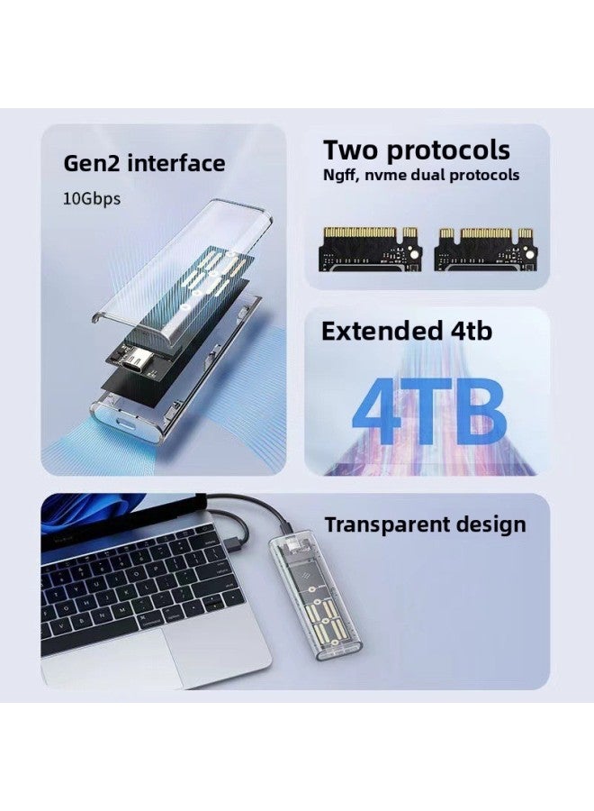 M.2 Solid State Drive Box Nvme/sata Dual Protocol M2 Mobile Notebook SSD External Shell-Color:Sata/nvme/dual Protocol  - Image 3