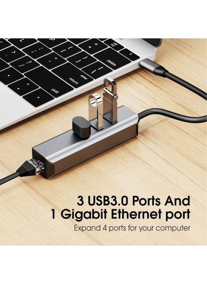 Cordova - Multi USB Port Hub Splitter OTG USB C Data Hubs RJ45 & x 3 USB 3.0 - Image 1