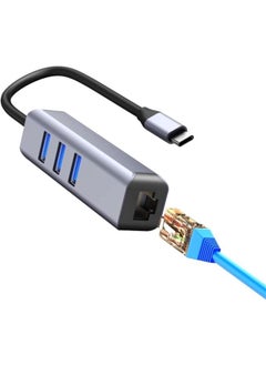 Cordova Multi USB Port Hub Splitter OTG USB C Data Hubs RJ45 & x 3 USB 3.0  - Image 3