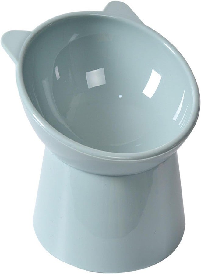 Fibroxify Tilted Elevated Cat Food Bowl - Whisker Friendly Anti Vomiting Slanted Feeding Bowl for Cats, Cute Shallow Design, Pet Feeder(Tall Cat Bowl-Blue) - Image 1