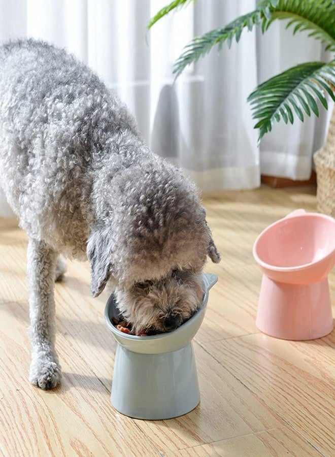 Fibroxify Tilted Elevated Cat Food Bowl - Whisker Friendly Anti Vomiting Slanted Feeding Bowl for Cats, Cute Shallow Design, Pet Feeder(Tall Cat Bowl-Blue) - Image 5