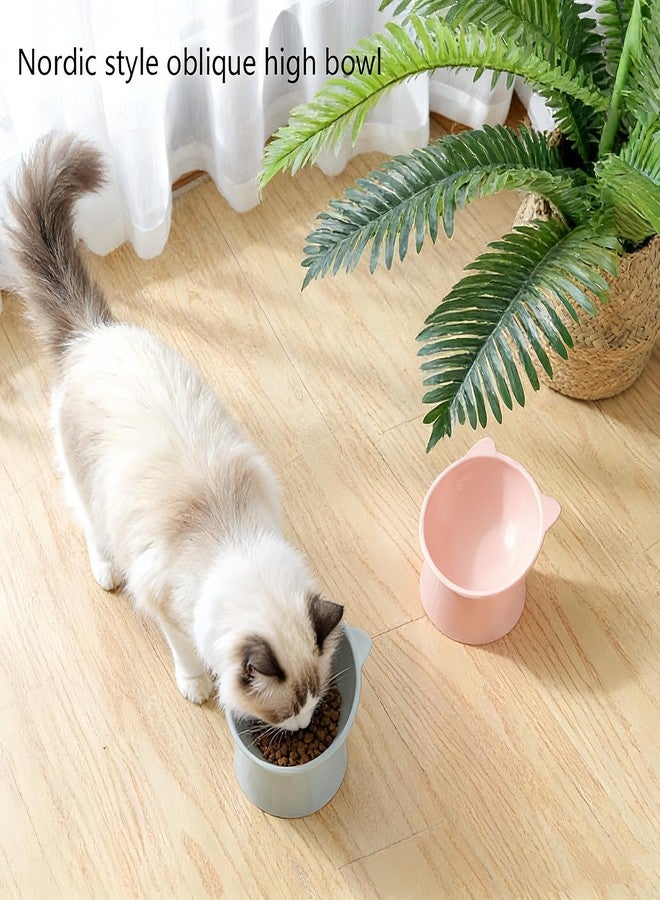Fibroxify Tilted Elevated Cat Food Bowl - Whisker Friendly Anti Vomiting Slanted Feeding Bowl for Cats, Cute Shallow Design, Pet Feeder(Tall Cat Bowl-Blue) - Image 3