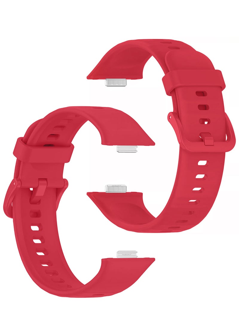 CATANES Wristband for Huawei Watch Fit 3/Fit 4/Fit 4 Pro Bands, Silicone Bracelet Quick Release Arm Band, Replacement Smartwatch Band Quick Release Sport Strap - Red  - Image 2