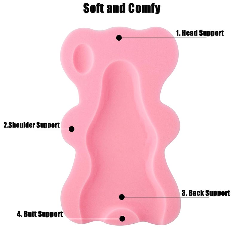 PandaEar Baby Bath Sponge Infant Soft Bath Sponge Mat, Baby Bath Mat Newborn Odor Free Bath Cushion, Blue (Pink) - Image 3