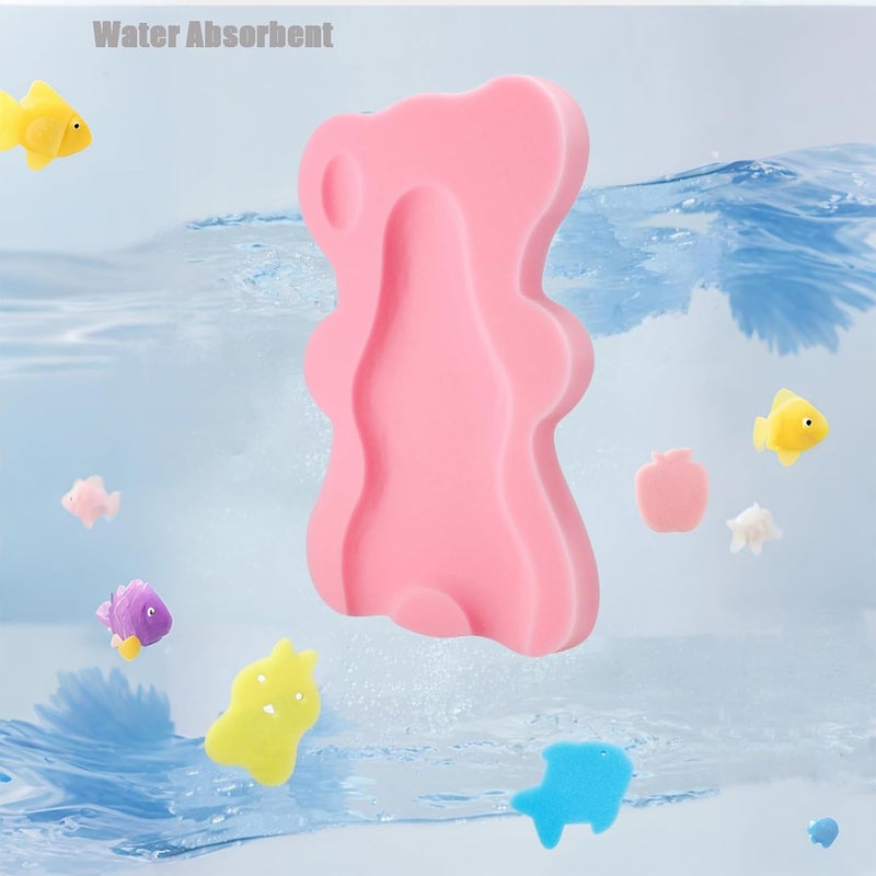 PandaEar Baby Bath Sponge Infant Soft Bath Sponge Mat, Baby Bath Mat Newborn Odor Free Bath Cushion, Blue (Pink) - Image 4