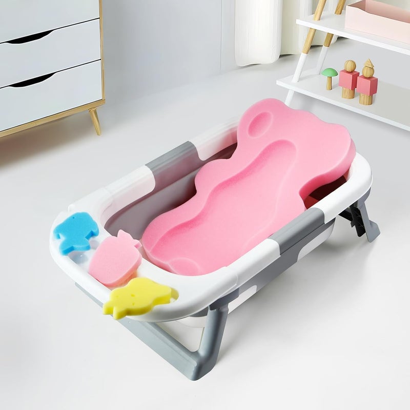 PandaEar Baby Bath Sponge Infant Soft Bath Sponge Mat, Baby Bath Mat Newborn Odor Free Bath Cushion, Blue (Pink) - Image 2
