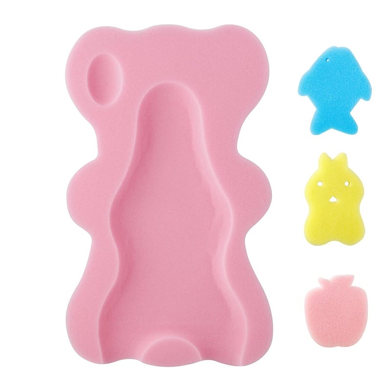 PandaEar Baby Bath Sponge Infant Soft Bath Sponge Mat, Baby Bath Mat Newborn Odor Free Bath Cushion, Blue (Pink) - Image 1