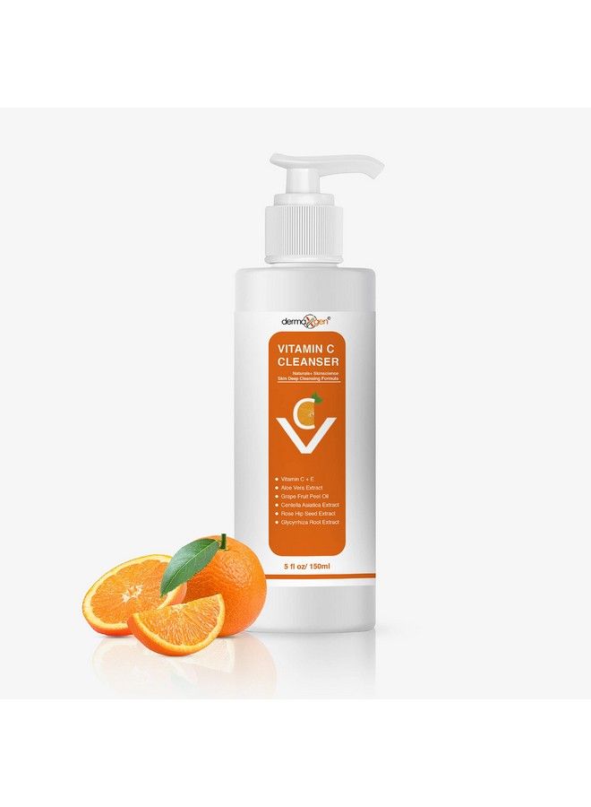 dermaxgen Vitamin C Facial Cleanser With Rose Hip Seed Oil And Aloe Vera Natural Pure And Organic Ingredients 5.0 Oz. / 150 Ml - Image 2