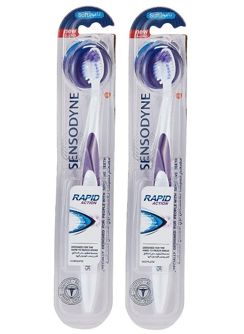 2 Pcs Sensodyne Rapid Action Toothbrush Soft for Sensitive Teeth, Multi Color