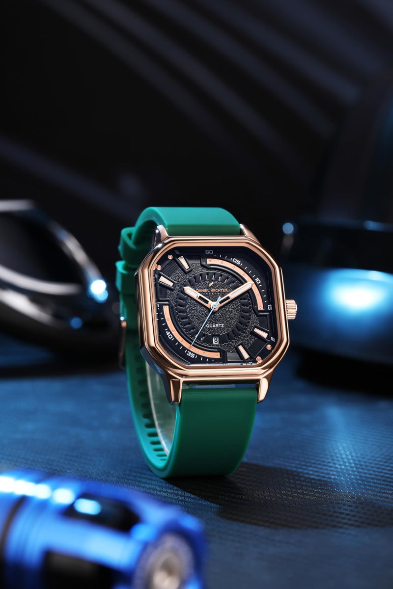 Daniel Hechter Paris Rivoli Collection Modern Analog Watch for Men with Octagon Dial and Silicon Band-DHM1003 - Image 3