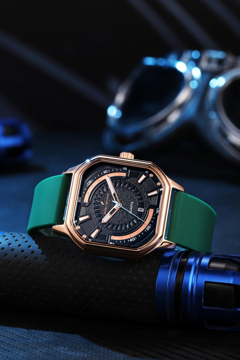 Daniel Hechter Paris Rivoli Collection Modern Analog Watch for Men with Octagon Dial and Silicon Band-DHM1003 - Image 4
