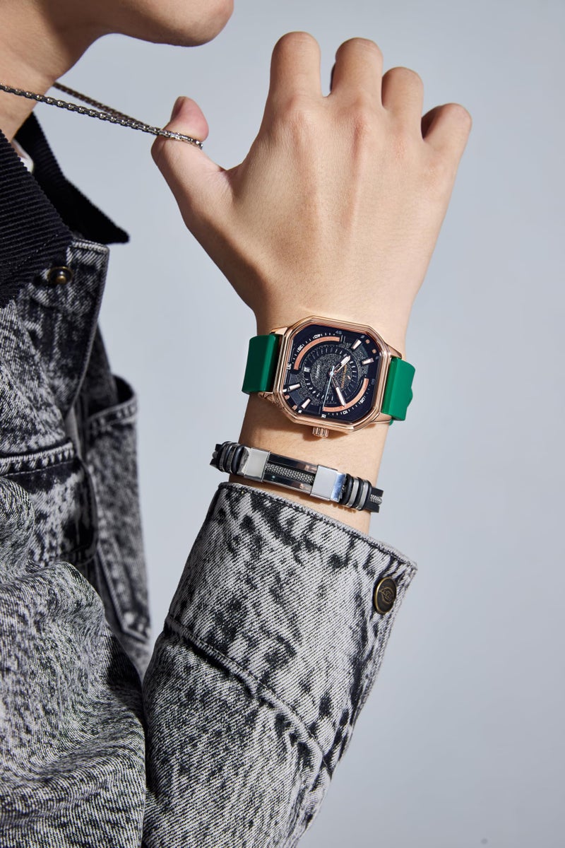 Daniel Hechter Paris Rivoli Collection Modern Analog Watch for Men with Octagon Dial and Silicon Band-DHM1003 - Image 2