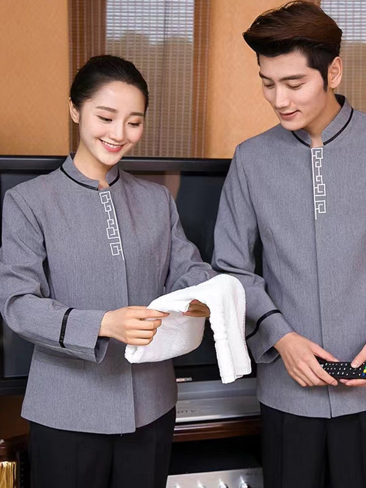 El Cleaning Work Clothes Female Room Attendant Cleaning Clothes Long Sleeve Auntie Workwear Housekeeping Property Community Hospital - Image 2
