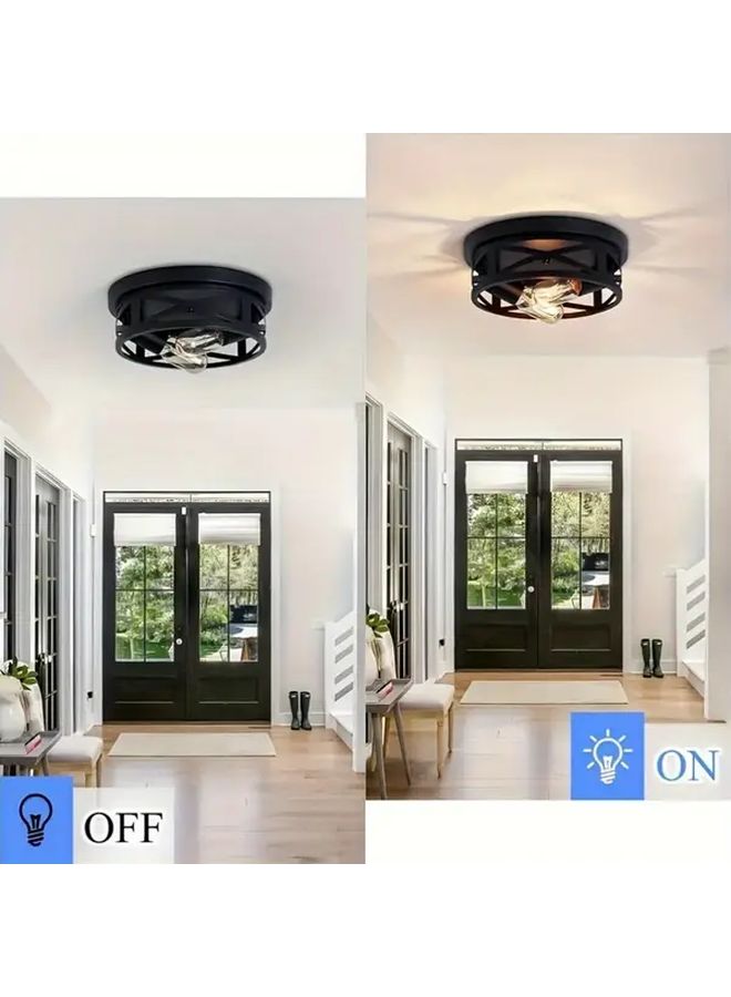 Black Semi Flush Ceiling Light with Adjustable Head 1 Pack - Image 2