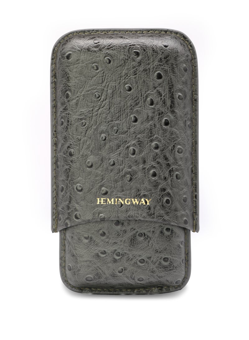 Hemingway Portable Traveling Case 3 Holder Premium Crocodile leather Case – Grey - Image 1