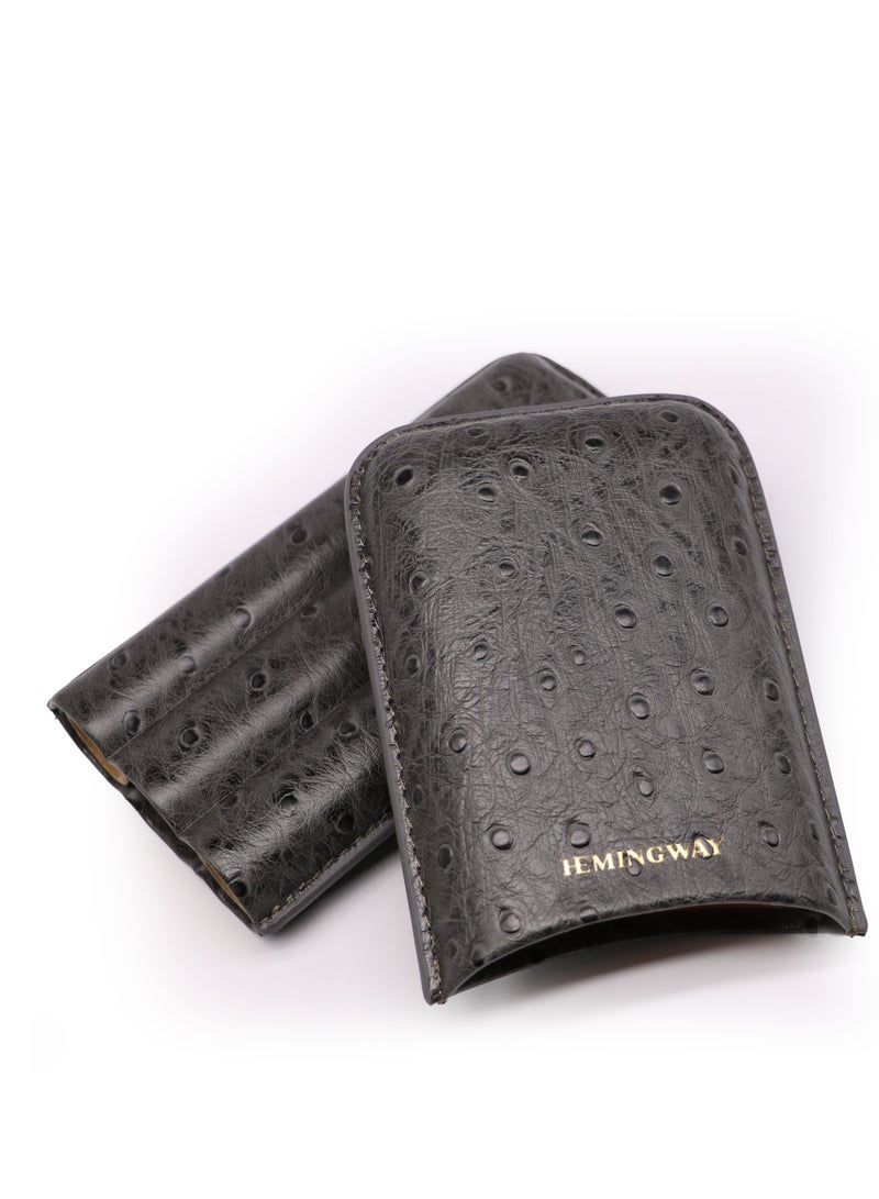 Hemingway Portable Traveling Case 3 Holder Premium Crocodile leather Case – Grey - Image 4