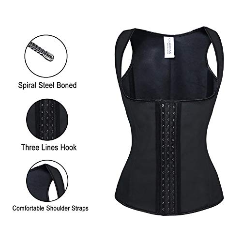 Charmian Women's Latex Underbust Waist Training Cincher Steel Boned Body Shaper Corset Vest Vest-Black XXX-Large - Image 4