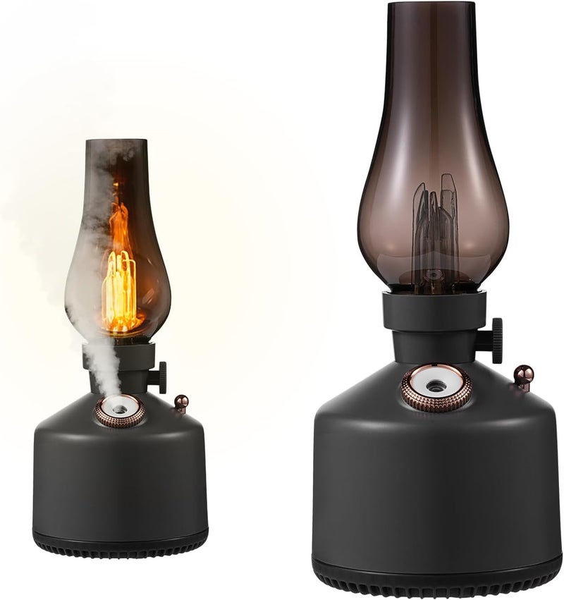 nafas Retro Lamp Humidifier for Bedroom Portable Aroma Diffuser Oil Diffuser Aromatherapy Function Rechargeable for Home with Table Lamp Dimmable Brightness，2 Speed Spray Waterless Auto Off (Grey) - Image 1