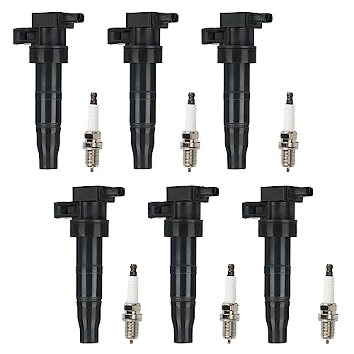 AEagle Ignition Coil Pack + Iridium Spark Plugs for 2006-2011 Hyundai Azera 3.8L V6, 2007-2008 Entourage 3.8L V6, Santa Fe, Sonata, Veracruz, Kia Amanti, Optima, Sedona, Sorento, UF546, 6 Sets - Image 1