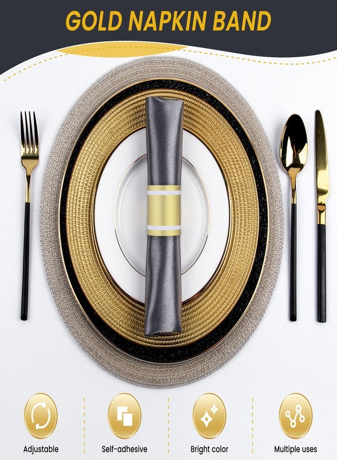 Germiwipe Gold Paper Napkin Bands Self Adhesive, 100PCS Silverware Wraps Band, 1.5x4.25 Inch Paper Napkin Rings for Restaurant, Wedding, Party, Holiday (Gold-100PCS) - Image 4