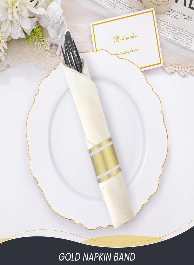 Germiwipe Gold Paper Napkin Bands Self Adhesive, 100PCS Silverware Wraps Band, 1.5x4.25 Inch Paper Napkin Rings for Restaurant, Wedding, Party, Holiday (Gold-100PCS) - Image 3