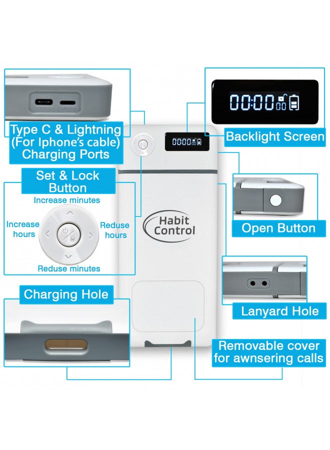 Habit Control Cell Phone Lock Box with Timer for Self-Discipline, Portable Time Lock Box Suitable for iPhone and Android Smartphones, Phone Jail Box with Timer to Reduce Screen Time, Mindfulness Gift - Image 2