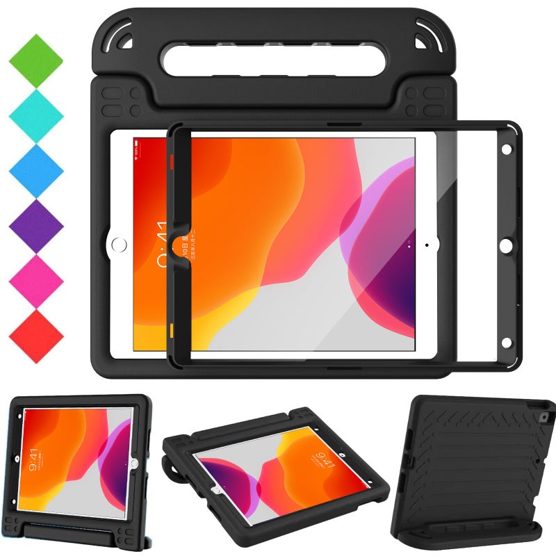 BMOUO Kids Case for iPad 102 inch 201920182017 with Screen Protector Shockproof Light Weight Handle Stand iPad 102 9th 8th 7th Generation Case for Kids Black