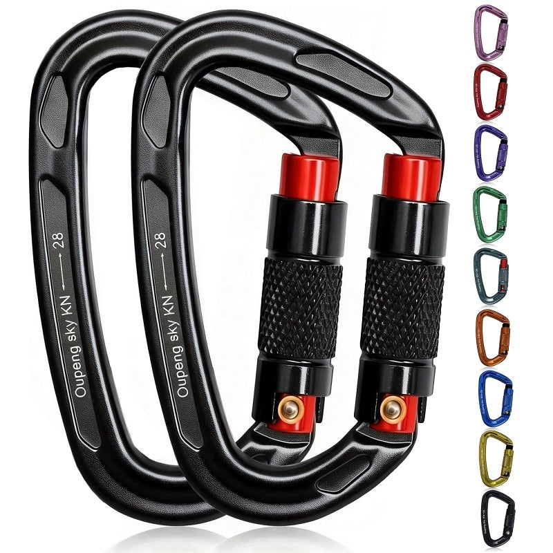 Oupeng sky Auto Locking Carabiner Clips - 28KN (6172lbs) Heavy Duty Caribeaners ï¼Œ2PCS Large Carabiner Clip for Keychainsï¼ŒHammockï¼ŒCamping, Gym, Hiking, Outdoor ï¼ŒDog Leash - Image 1