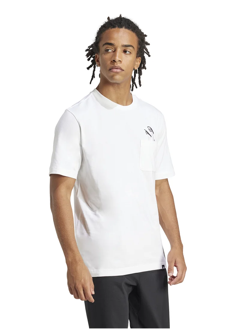 Adidas Lounge Slides Graphic Pocket T-Shirt