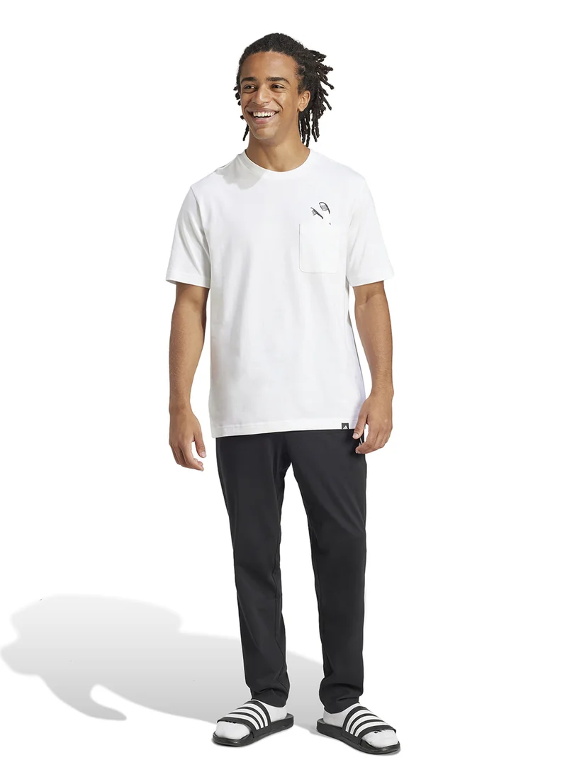 Adidas Lounge Slides Graphic Pocket T-Shirt
