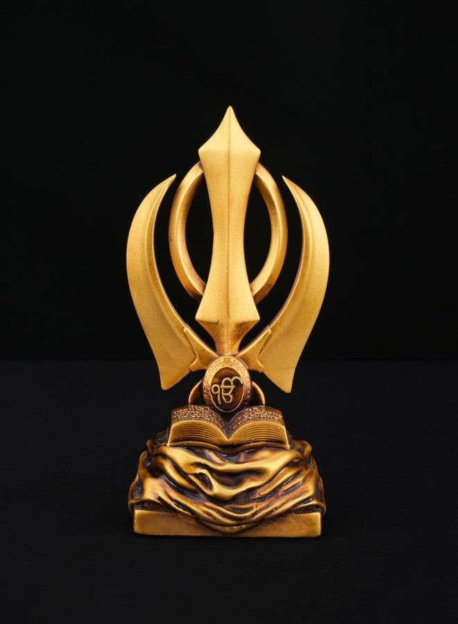 Artarium تمثال أرتاريوم خاندا صاحب، رمز ديني سيخي، تمثال خاندا صاحب ذهبي لتزيين المنزل وغرفة المعيشة، قطعة ديكور مميزة، تمثال للسيارة، هدية عيد ميلاد للنساء والرجال، الحجم: 4 بوصات - Image 4