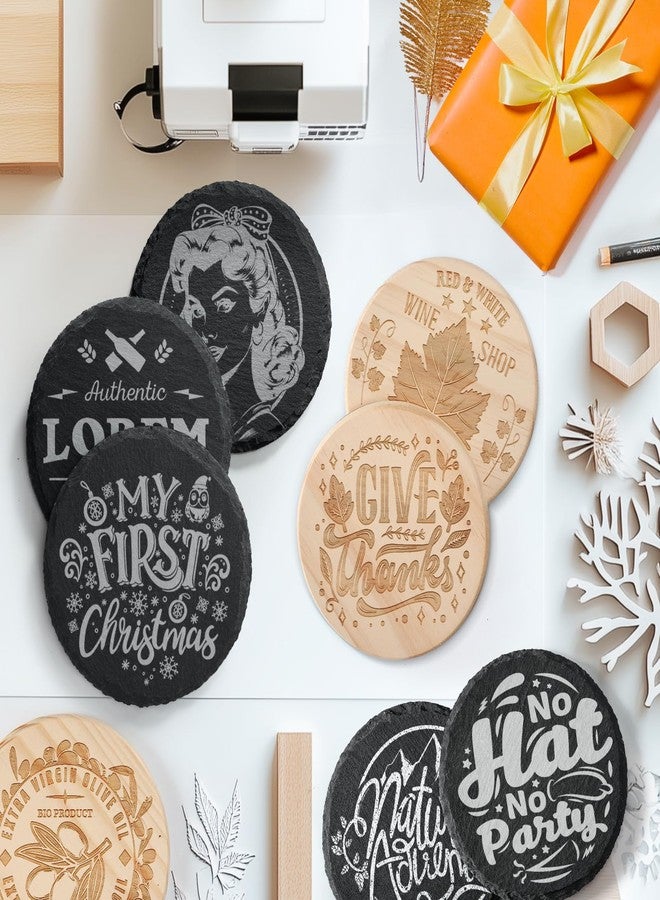 MAPRIAL 72 PCS Coasters for Laser Engraving, MAPRIAL 4 Inch 36P Black Slate Stone Drink Coasters Bulk, 36P Wood Coasters, Engraving Blanks Material for Laser Engraver, Christmas, Home Decor, Gifts, DIY, Round - Image 3