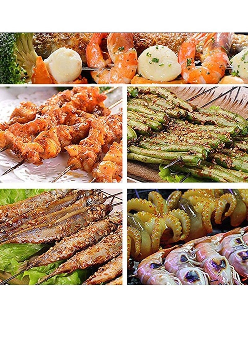 Y&D Barbecue Skewers for Grilling Stainless Steel BBQ Needle Sticks Metal Meat Shrimp Chicken Vegetable Outdoor Cooking 100PCS  - Image 3