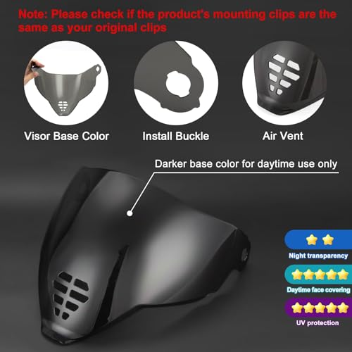 PSLER IC-06 visor- Icon Airflite Face Shield Motorcycle Helmet Visor Accessories Replacement for Icon Airflite IC-06，Dark Black - Image 3