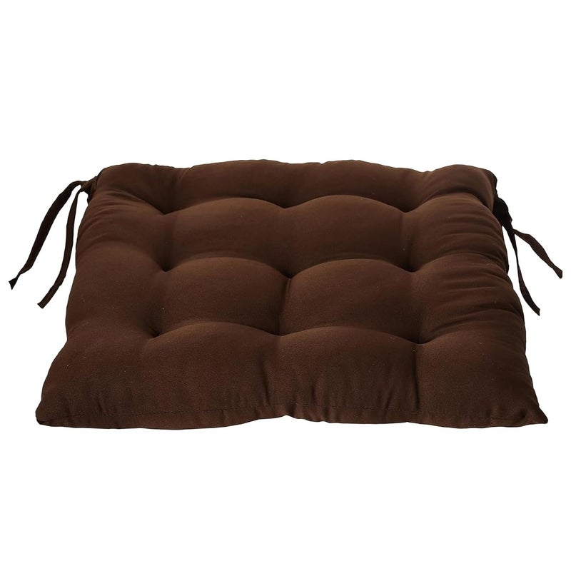 Kuber Industries Pack of 2 Chair Pad | Microfiber Square Chair Pad with Ties | Soft & Comfortable Sitting | Chair Cushion Pad | Chair Seat Cushion for Office-Home | Brown - Image 3