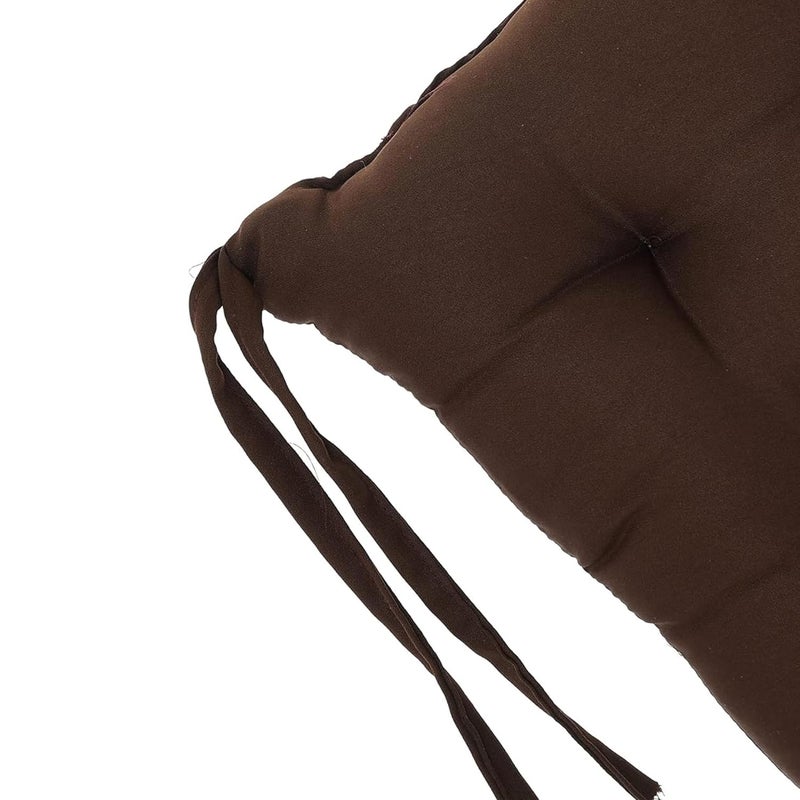 Kuber Industries Pack of 2 Chair Pad | Microfiber Square Chair Pad with Ties | Soft & Comfortable Sitting | Chair Cushion Pad | Chair Seat Cushion for Office-Home | Brown - Image 5