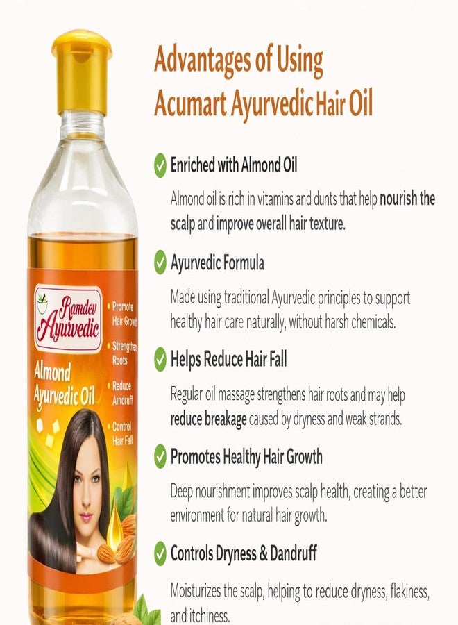 زيت نمو الشعر العشبي الطبيعي من ACUMART Ramdev Ayurvedic مع تركيبة بلسم يُترك على الشعر، 500 مل، لتخفيف التوتر وتغذية فروة الرأس (1) - Image 3