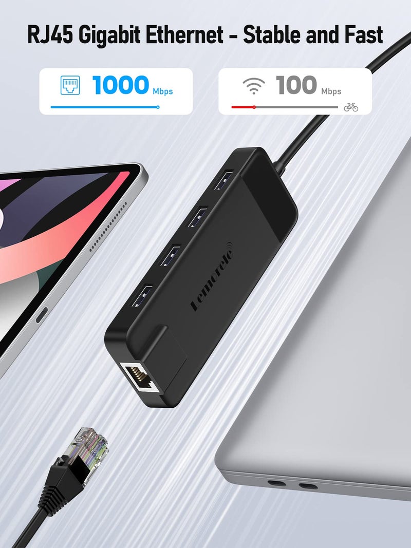 Lemorele USB C Hub 10-in-1, USB C Hub Multiport Adapter for MacBook Pro, Gigabit Ethernet with 4K HDMI, 100W PD, 4 USB 3.0/2.0, SD/TF, USB-C Data 3.0, Compatible for Windows/Mac/iPad - Image 5