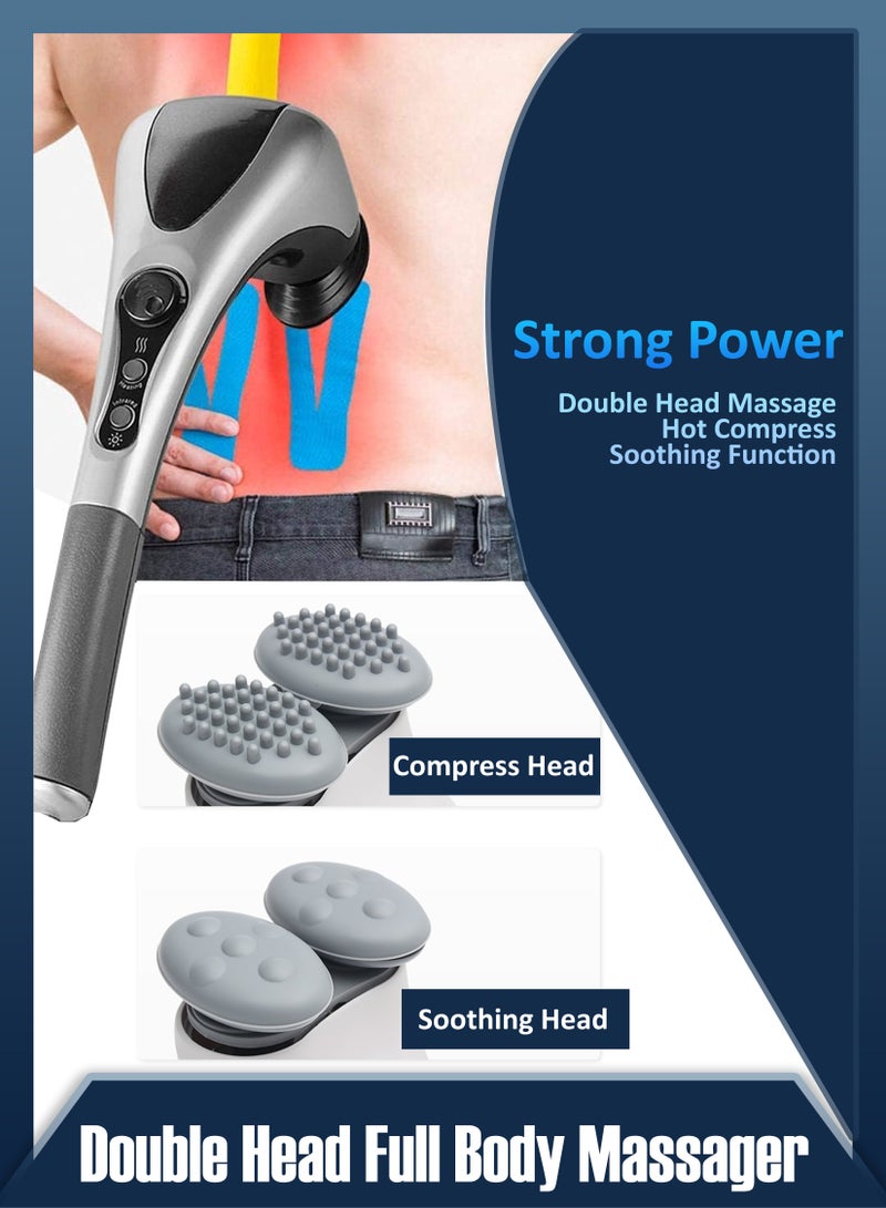 R.VIHAN Handheld Full Body Massage With Heating Vibration Infrared Deep Tissue Massage Dual Head For Neck Shoulder Back Arms Leg Foot Calf Muscle Relax Pain Hand Tension Relief Massager - Image 5