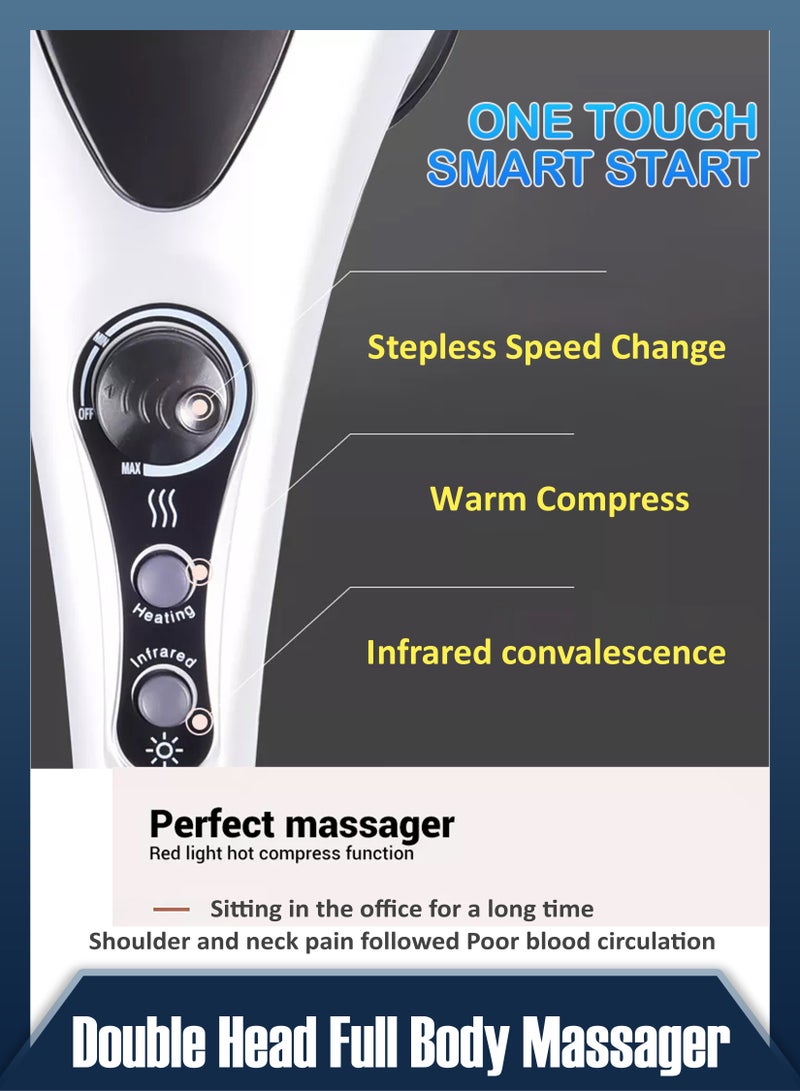 R.VIHAN Handheld Full Body Massage With Heating Vibration Infrared Deep Tissue Massage Dual Head For Neck Shoulder Back Arms Leg Foot Calf Muscle Relax Pain Hand Tension Relief Massager - Image 4
