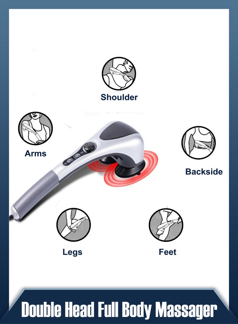 R.VIHAN Handheld Full Body Massage With Heating Vibration Infrared Deep Tissue Massage Dual Head For Neck Shoulder Back Arms Leg Foot Calf Muscle Relax Pain Hand Tension Relief Massager - Image 3