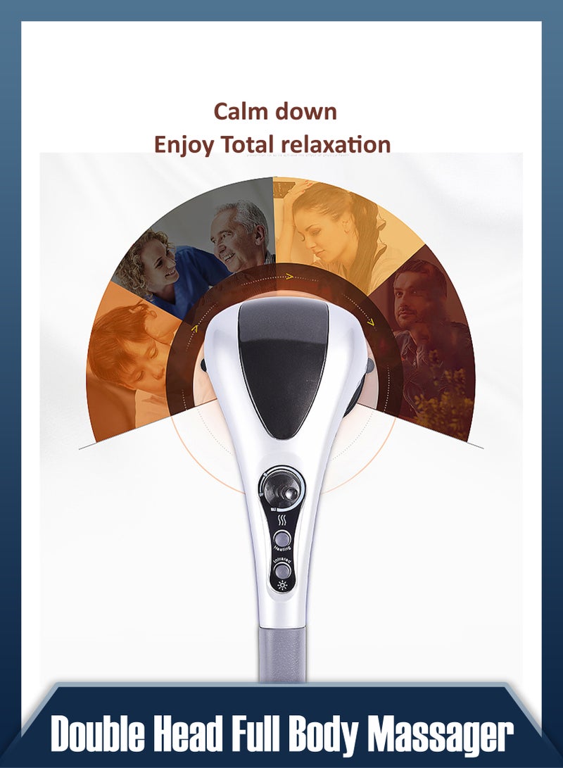 R.VIHAN Handheld Full Body Massage With Heating Vibration Infrared Deep Tissue Massage Dual Head For Neck Shoulder Back Arms Leg Foot Calf Muscle Relax Pain Hand Tension Relief Massager - Image 2
