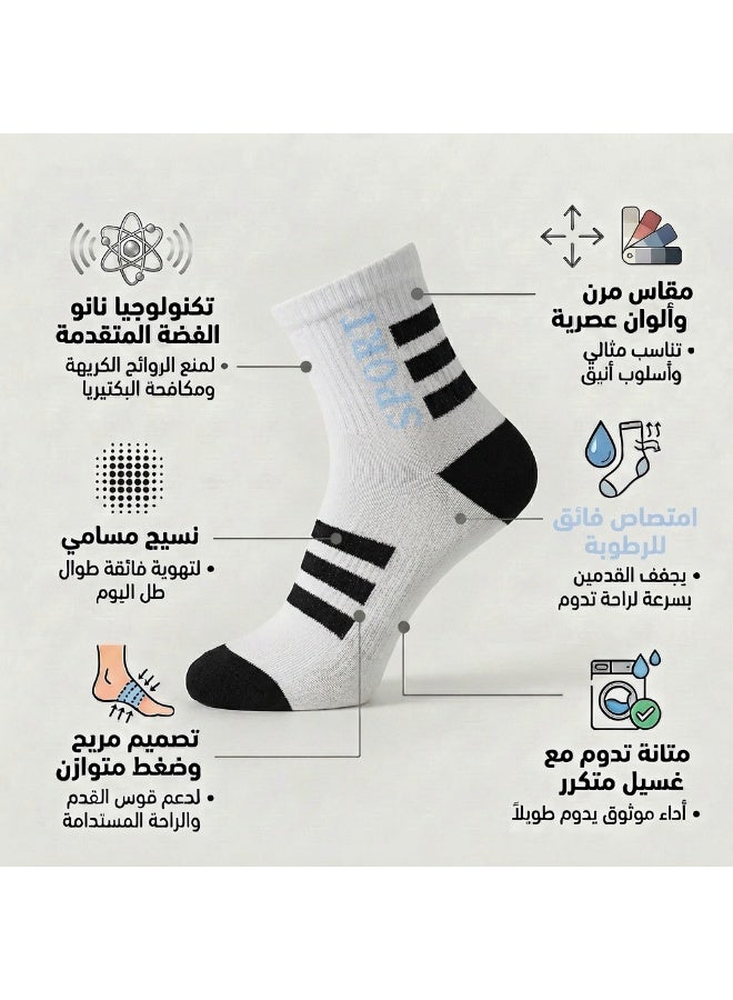 دودوليزا شراب رياضي رجالي بامبو بتقنية نانو الفضة مضاد للرائحة والتعرق مريح وقابل للتنفس للاستخدام اليومي والرياضة - 5 أزواج ازرق سماوي - Image 4