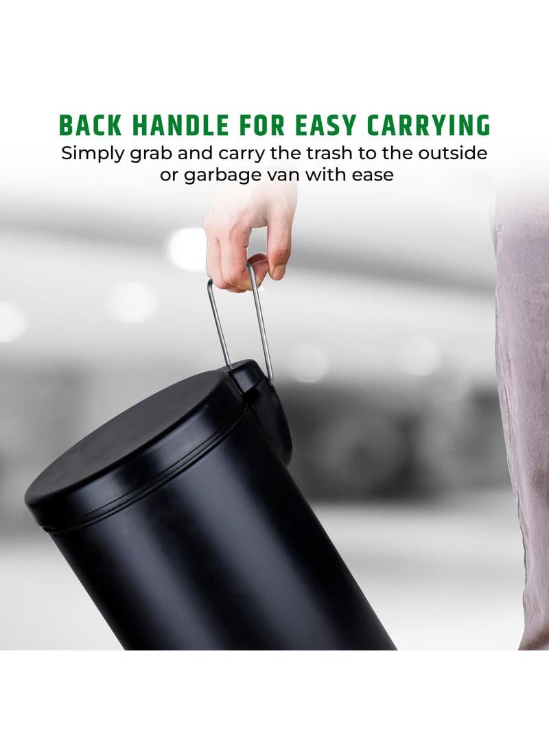 ROBUSTT Robustt Dustbin with Pedal 22L Black Stainless Steel trash can 12 Inch W x 20 Inch H Small Trash Can for Bathroom Bedroom Toilet and Kitchen Durable CorrosionResistant Pack of 2  - Image 4