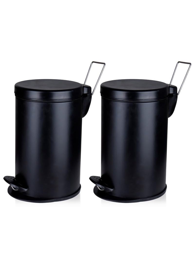 ROBUSTT Robustt Dustbin with Pedal 22L Black Stainless Steel trash can 12 Inch W x 20 Inch H Small Trash Can for Bathroom Bedroom Toilet and Kitchen Durable CorrosionResistant Pack of 2  - Image 1
