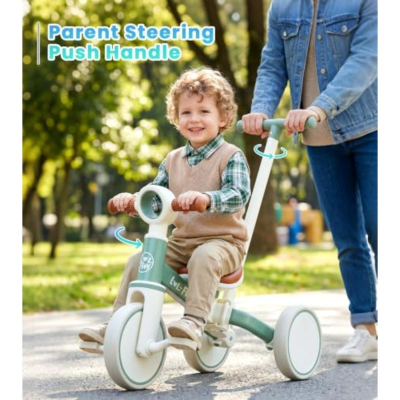 Toddler tricycle for indoor/outdoor use, steel frame in red, lightweight design with adjustable seat and parent steering handle - Image 2