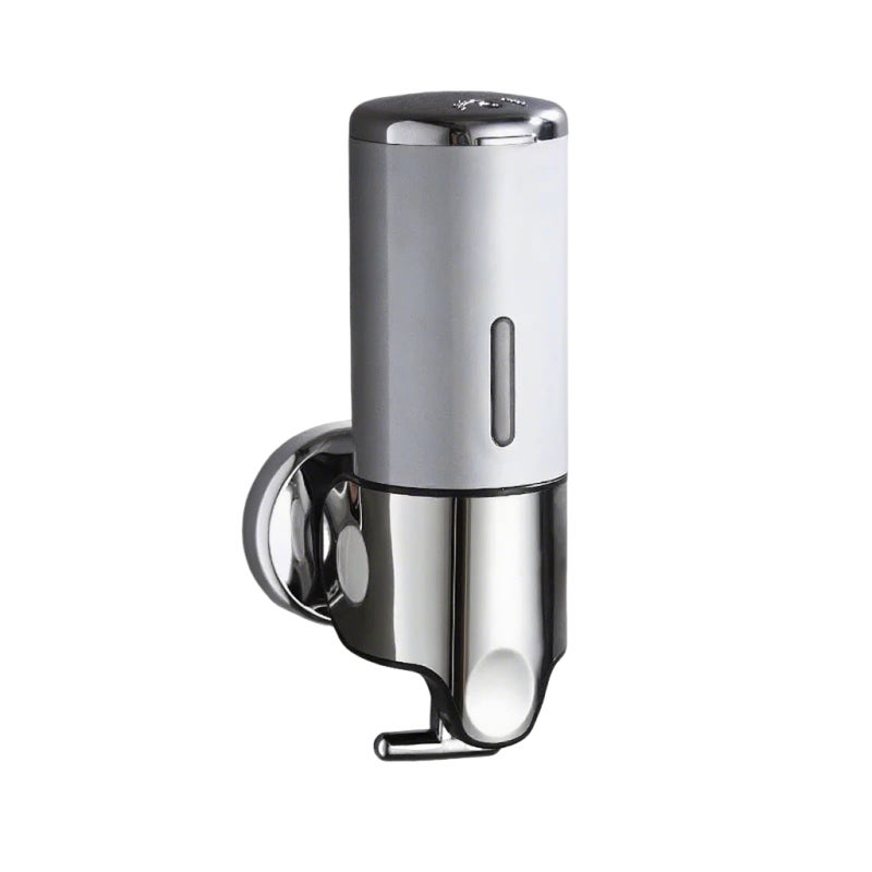 Hotel Soap Dispenser 500ml Single Cylinder Wall-Mounted Manual Lever - Sleek Silver Finish for Hotel Bathroom Space-Saving - Image 1