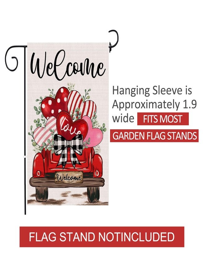 JNDJE Valentine's Day Garden Flag, Valentines Flag 12x18 Double Sided Decorations, Red Truck Small Flag for Outdoor - Image 4