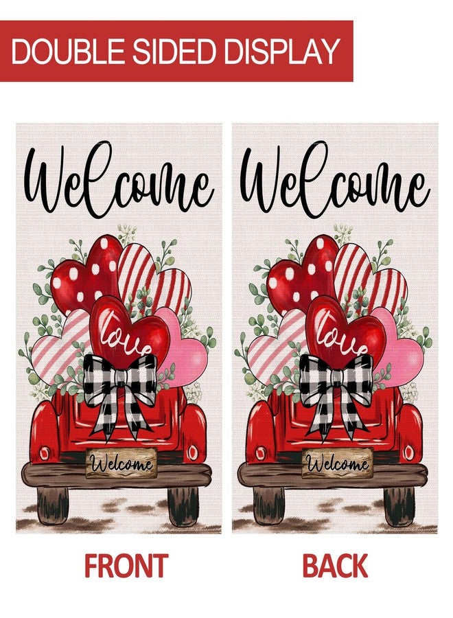JNDJE Valentine's Day Garden Flag, Valentines Flag 12x18 Double Sided Decorations, Red Truck Small Flag for Outdoor - Image 3